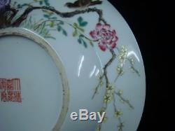 Antique Chinese Porcelain Hand Painting Flowers Birds Plate JiaQing Period