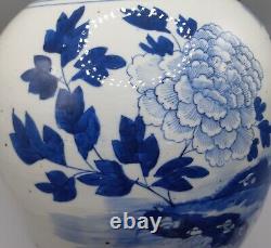 Antique Chinese Porcelain Jar with Peony Qing Period 10 inches high & diameter