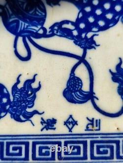 Antique Chinese Porcelain Opium Pillows Blue & White, Signed, Hand-Painted