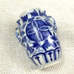 Antique Chinese Porcelain Vase Hand Painted Blue and White Xuande Mark C. 1920