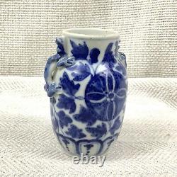 Antique Chinese Porcelain Vase Hand Painted Blue and White Xuande Mark C. 1920