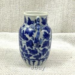 Antique Chinese Porcelain Vase Hand Painted Blue and White Xuande Mark C. 1920