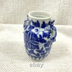 Antique Chinese Porcelain Vase Hand Painted Blue and White Xuande Mark C. 1920