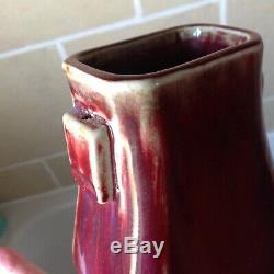Antique Chinese Pottery porcelain Vase sang de boeuf flambé Fang Hu brush pot
