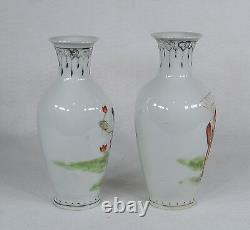 Antique Chinese Public Period Hand Painted Porcelain Pair of Vases Signed