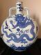 Antique Chinese Qianlong-marked Large Blue And White Moon Flask Dragons & Pearl