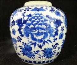 Antique Chinese Qing Porcelain Blue & White Ginger Jar