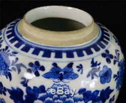 Antique Chinese Qing Porcelain Blue & White Ginger Jar