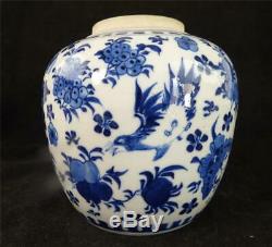 Antique Chinese Qing Porcelain Blue & White Ginger Jar