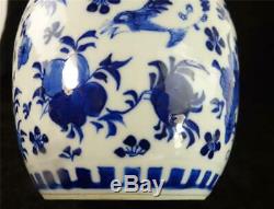 Antique Chinese Qing Porcelain Blue & White Ginger Jar