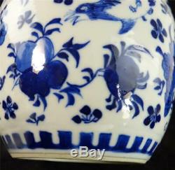 Antique Chinese Qing Porcelain Blue & White Ginger Jar