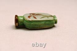 Antique Chinese Snuff Bottle Hand-Painted Porcelain with Floral Motif Circa 19th