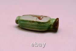 Antique Chinese Snuff Bottle Hand-Painted Porcelain with Floral Motif Circa 19th