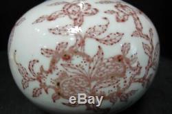 Antique Chinese Underglazed Red Hand Painting Porcelain Vase Qianlong