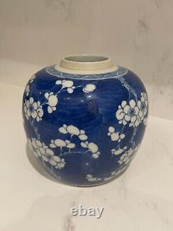 Antique Chinese blue and white porcelain ginger jar Qing dynasty
