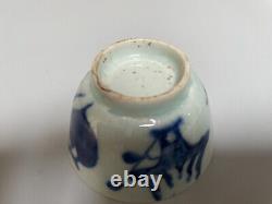 Antique Chinese blue and white porcelain tea cup Qing Dynasty