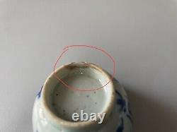 Antique Chinese blue and white porcelain tea cup Qing Dynasty