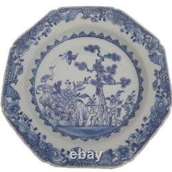 Antique Chinese export porcelain Qianlong blue & white hexagonal soup plate 1780