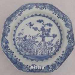 Antique Chinese export porcelain Qianlong blue & white hexagonal soup plate 1780