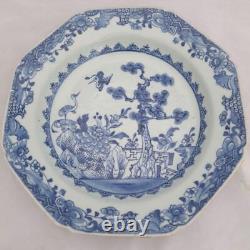 Antique Chinese export porcelain Qianlong blue & white hexagonal soup plate 1780