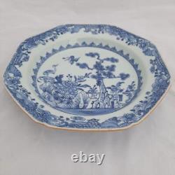 Antique Chinese export porcelain Qianlong blue & white hexagonal soup plate 1780