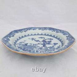 Antique Chinese export porcelain Qianlong blue & white hexagonal soup plate 1780