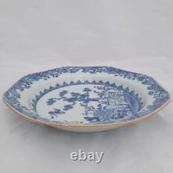 Antique Chinese export porcelain Qianlong blue & white hexagonal soup plate 1780