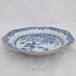 Antique Chinese export porcelain Qianlong blue & white hexagonal soup plate 1780