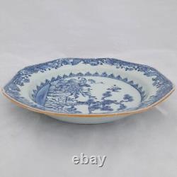 Antique Chinese export porcelain Qianlong blue & white hexagonal soup plate 1780