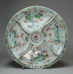 Antique Chinese famille verte hors d'oeuvre dish, Kangxi (1662-1722)