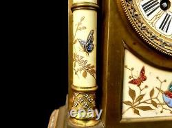 Antique Clock French Hand Painted Porcelain Bronze Fine Large Heavy Mantel Clock