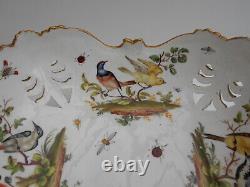 Antique Coalport Bowl Hand Painted Birds Inside Schneeballen Decoration Outside