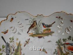Antique Coalport Bowl Hand Painted Birds Inside Schneeballen Decoration Outside