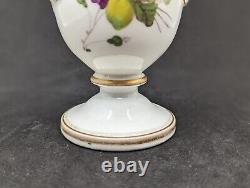 Antique Coalport Porcelain Regency Vase with Hand-Painted Flowers & Mask Handles