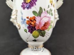 Antique Coalport Porcelain Regency Vase with Hand-Painted Flowers & Mask Handles