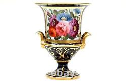 Antique Coalport Regency Campana Vase Flower Group Circa 1815