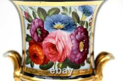 Antique Coalport Regency Campana Vase Flower Group Circa 1815