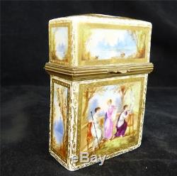 Antique Continental Hand Painted Porcelain Box Card / Cigarette Case Signed Max