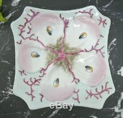 Antique Continental Hand-Painted Porcelain Oyster Plate