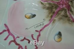 Antique Continental Hand-Painted Porcelain Oyster Plate