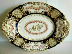 Antique Copeland Porcelain Low Comport With Enamelled Roses Raised Aov Initials