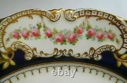 Antique Copeland Porcelain Low Comport With Enamelled Roses Raised Aov Initials