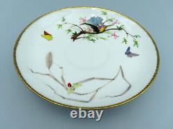 Antique Copeland Porcelain Plate Rare Hand Painted Hummingbird Victorian 19thC