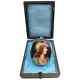 Antique Czech Hand Painted Porcelain Miniature Portrait Pendant Brooch With Box