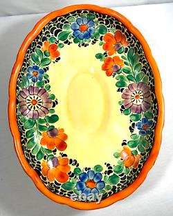 Antique Czechoslovakia Porcelain Hand Painted Art Deco Console Serving Dish Bowl