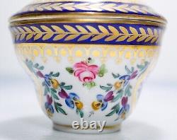 Antique DRESDEN Germany Hand Painted Floral Motif Porcelain Covered Sugar Bowl