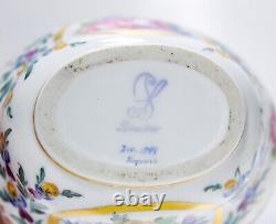 Antique DRESDEN Germany Hand Painted Floral Motif Porcelain Covered Sugar Bowl