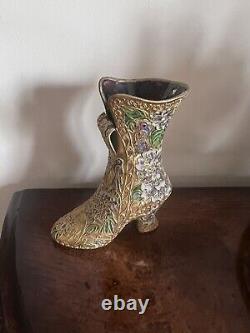 Antique Decorative Porcelain Porcelain Boot Hand Painted