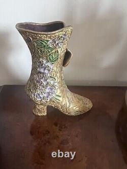 Antique Decorative Porcelain Porcelain Boot Hand Painted