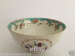 Antique Dr Wall Worcester Hand Painted Jabberwocky Pattern Porcelain Bowl